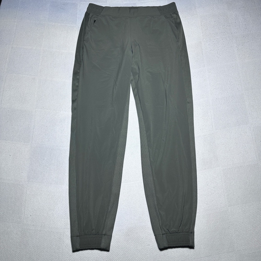 Athleta Brooklyn Jogger Women 8 Ribbed Side Panel Active Pants Green Lightweight